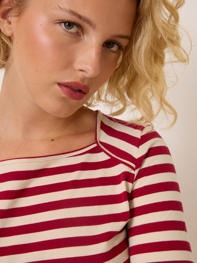 ABEL red striped T-shirt, back view by Rouje