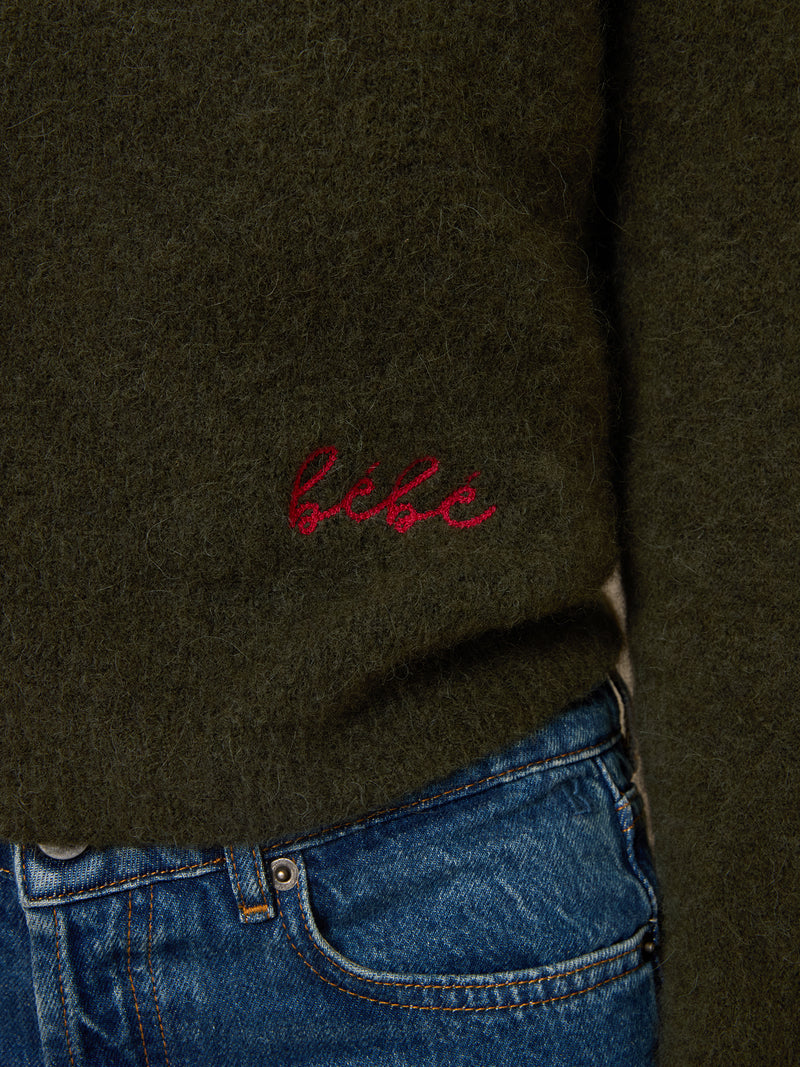 NACIMA khaki long-sleeve sweater, back view by Rouje
