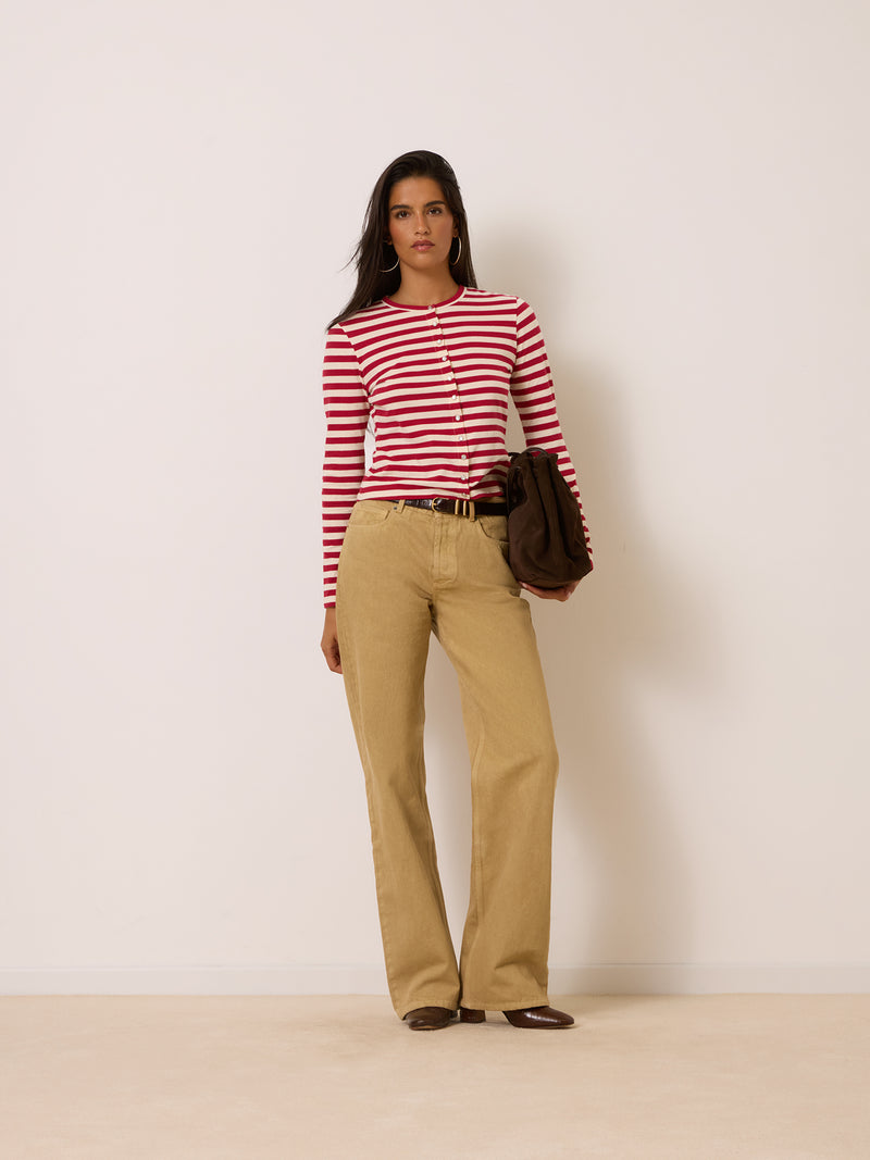 BELLA red striped jersey top, back view by Rouje