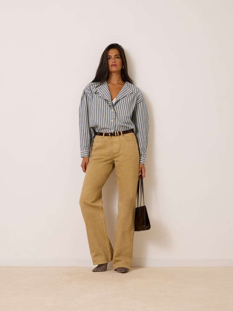 CLARISSE black striped shirt, back view by Rouje